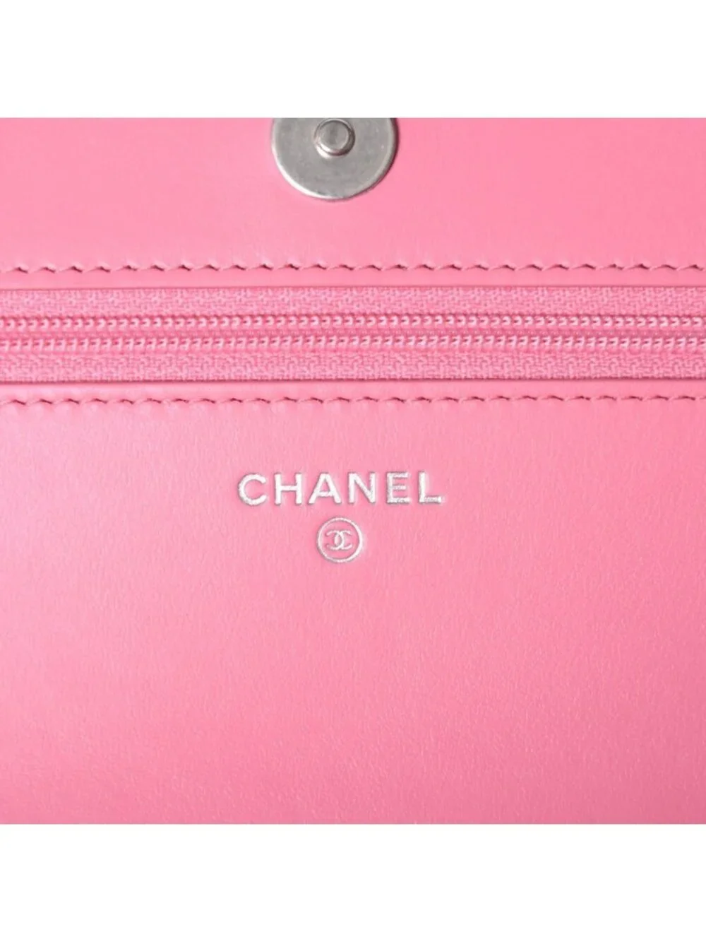 Chanel Boy Chain Wallet CC Logo Caviar Leather Pink Shoulder Bag